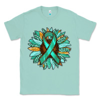 Seafoam Ovarian Liver Cancer Awareness Sunflower Classic Tee - RanaPortraitStore