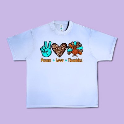 Peace Love Thankful Urban Heavy Tee Designed By Jahusdesignshop