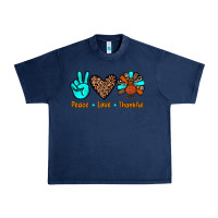 Navy peace love thankful Urban Heavy Tee - JahusDesignShop
