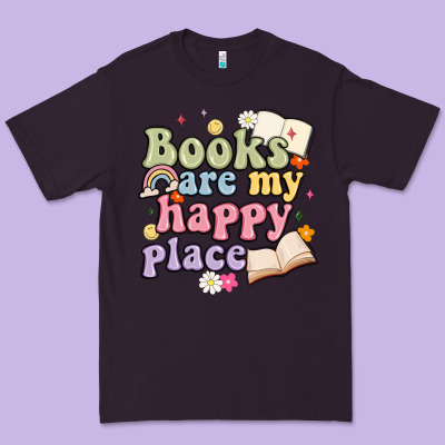 Books Are My Happy Place Premium Tee Designed By Maliassmallbusiness