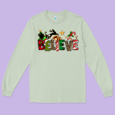 Christmas Believe Long Sleeve Tee Designed By Texasbilliewilder