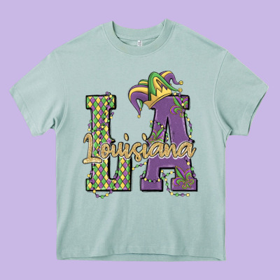Louisiana Mardi Gras Heavy Core Tee Designed By Maliassmallbusiness