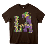 Chocolate Brown louisiana mardi gras Heavy Core Tee - MaliasSmallBusiness