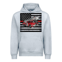 Heather Grey thin red line American flag fire truck Urban Hoodie - Artiststas