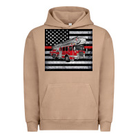 Pigment Burro thin red line American flag fire truck Urban Hoodie - Artiststas