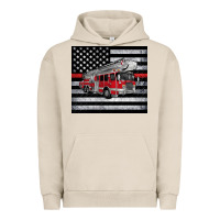 Pigment French Oak thin red line American flag fire truck Urban Hoodie - Artiststas