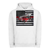 Pigment Lunar Rock thin red line American flag fire truck Urban Hoodie - Artiststas