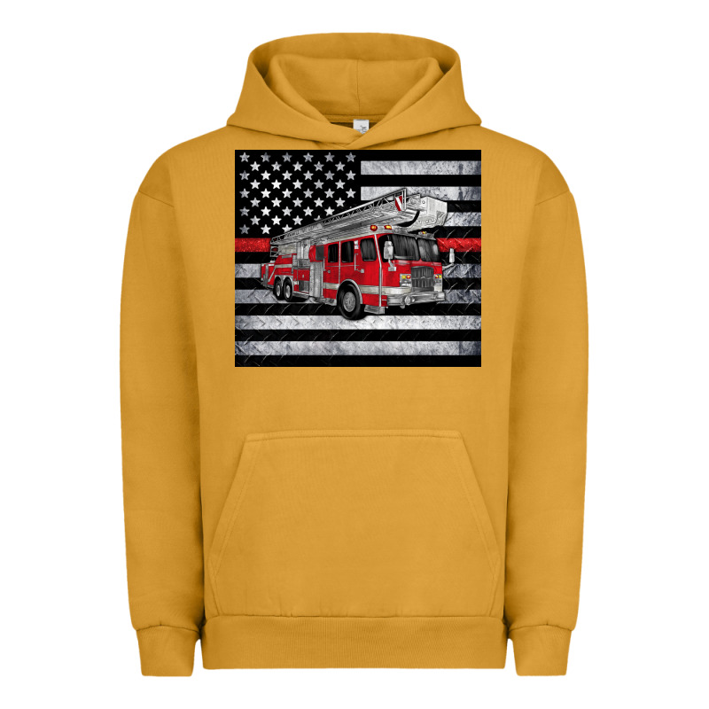 Thin Red Line American Flag Fire Truck Urban Hoodie by Artiststas | Teevron