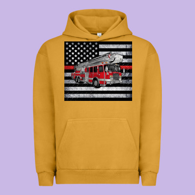 Thin Red Line American Flag Fire Truck Urban Hoodie Designed By Artiststas