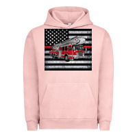 Pigment Salmon thin red line American flag fire truck Urban Hoodie - Artiststas