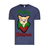 Vintage Denim Merry Christmas Cat Vintage Tee - Bettercallsaul