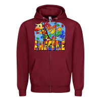 Burgundy Knowledge is awesome Autism giraffe Zipper Hoodie - FaDigitalArtStudio