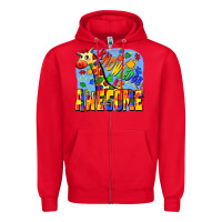 Red Knowledge is awesome Autism giraffe Zipper Hoodie - FaDigitalArtStudio