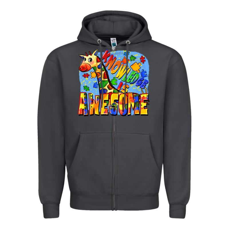 Knowledge Is Awesome Autism Giraffe Zipper Hoodie by FaDigitalArtStudio | Teevron