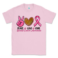 Bubblegum Pink Peace Love Cure Breast Cancer Classic Tee - RanaPortraitStore