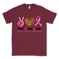 Burgundy Peace Love Cure Breast Cancer Classic Tee - RanaPortraitStore