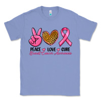 Colony Blue Peace Love Cure Breast Cancer Classic Tee - RanaPortraitStore