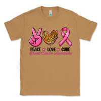 Toasted Coconut Peace Love Cure Breast Cancer Classic Tee - RanaPortraitStore