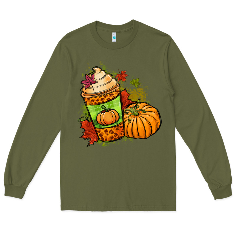 Fall Pumpkin Coffee Long Sleeve Tee by NancyCooperArtShop | Teevron