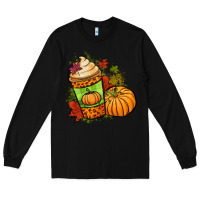 Black Fall pumpkin coffee Long Sleeve Tee - NancyCooperArtShop