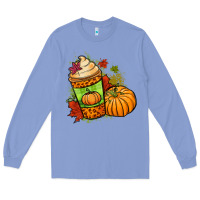 Colony Blue Fall pumpkin coffee Long Sleeve Tee - NancyCooperArtShop