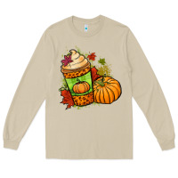 Mushroom Fall pumpkin coffee Long Sleeve Tee - NancyCooperArtShop