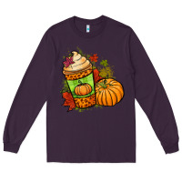 Plum Fall pumpkin coffee Long Sleeve Tee - NancyCooperArtShop