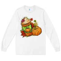White Fall pumpkin coffee Long Sleeve Tee - NancyCooperArtShop