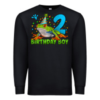 Black birthday boy frog age 2 Premium Sweatshirt - LillyAllenDesigns
