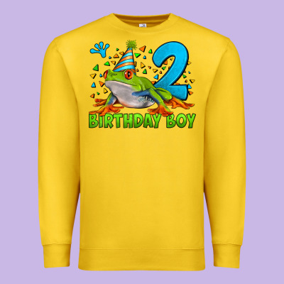 Birthday Boy Frog Age 2 Premium Sweatshirt Designed By Lillyallendesigns