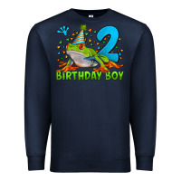 Navy birthday boy frog age 2 Premium Sweatshirt - LillyAllenDesigns