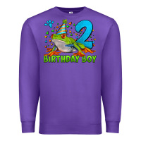 Purple birthday boy frog age 2 Premium Sweatshirt - LillyAllenDesigns