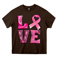 Chocolate Brown Breast Cancer love Heavy Core Tee - NancyCooperArtShop