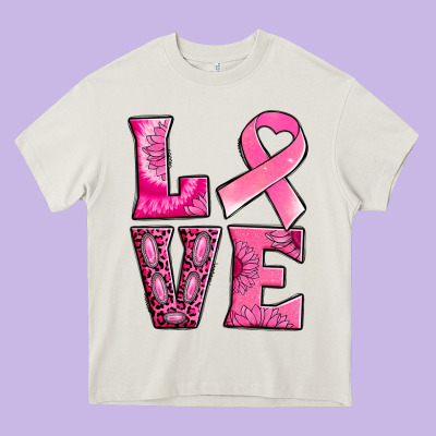 Breast Cancer Love Heavy Core Tee Designed By Nancycooperartshop