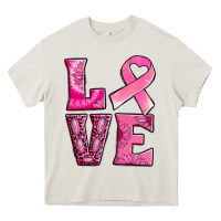 Cream Breast Cancer love Heavy Core Tee - NancyCooperArtShop