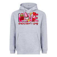 Heather Grey Love Valentines Day Gnome Heavyweight Hoodie - CowhideDigitalArt