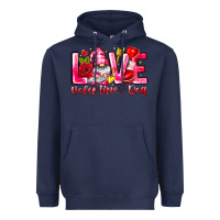 Navy Love Valentines Day Gnome Heavyweight Hoodie - CowhideDigitalArt