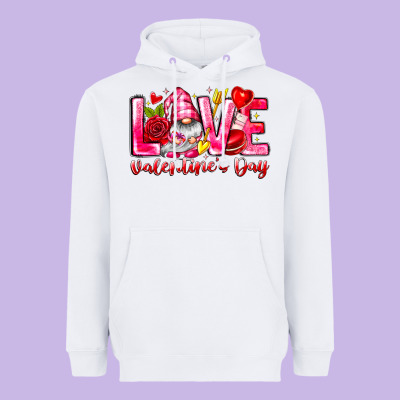 Love Valentines Day Gnome Heavyweight Hoodie Designed By Cowhidedigitalart