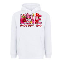 White Love Valentines Day Gnome Heavyweight Hoodie - CowhideDigitalArt