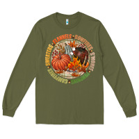 Army Green Bonfires flannels smores campfires pumpkin Long Sleeve Tee - NancyCooperArtShop