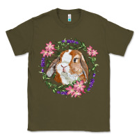 Army Green Bunny Face With Floral Wreath Classic Tee - RanaPortraitStore