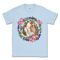 Dusty Blue Bunny Face With Floral Wreath Classic Tee - RanaPortraitStore