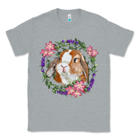 Heather Grey Bunny Face With Floral Wreath Classic Tee - RanaPortraitStore
