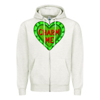 Oatmeal Heather valentine's day hearts Zipper Hoodie - FaDigitalArtStudio