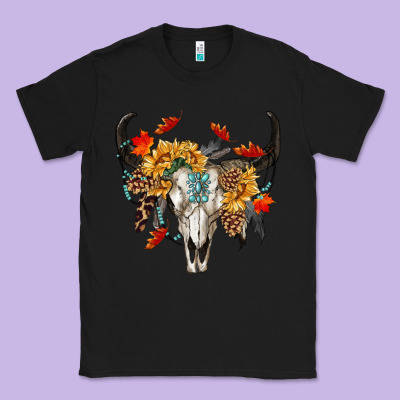Fall Bull Skull Classic Tee Designed By Ranaportraitstore