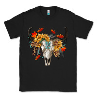 Black Fall Bull Skull Classic Tee - RanaPortraitStore