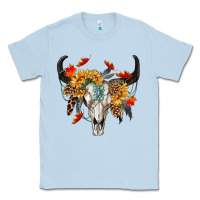 Dusty Blue Fall Bull Skull Classic Tee - RanaPortraitStore