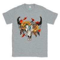 Heather Grey Fall Bull Skull Classic Tee - RanaPortraitStore