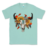 Seafoam Fall Bull Skull Classic Tee - RanaPortraitStore