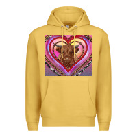 Antique Gold highland cow valentine's day Premium Hoodie - RanaPortraitStore